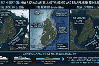 Satellite images show how Canadian 'island' vanished before turning up 20 miles away