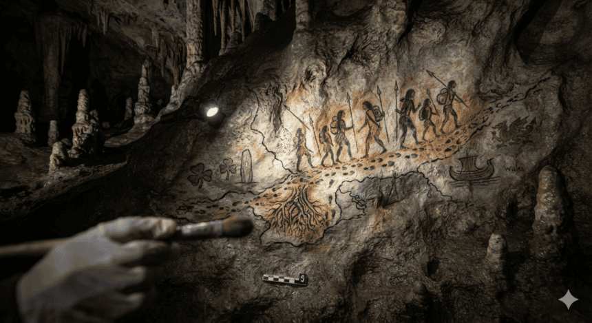 Cave art discovery links Ireland’s first settlers to Wales