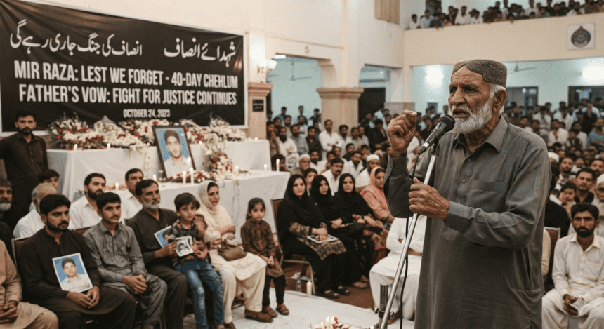 Mir Raza’s Chehlum Held in Karachi; Father Vows to Continue Fight for Justice