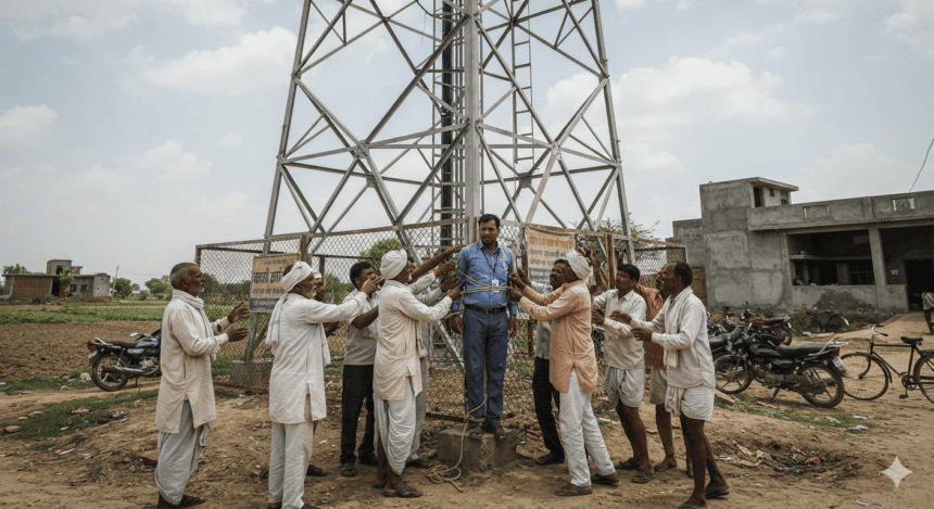 Villagers tie technician to cell tower over 5G outages