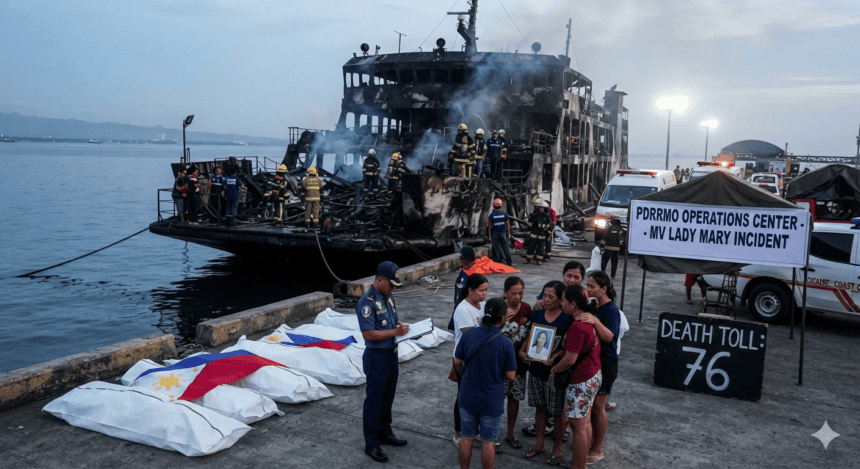 Death Toll From Ferry Fire in the Philippines Rises to 76