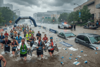 Flash flooding interrupts half-marathon, submerges cars