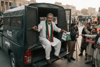 Sohail Afridi stages protest inside police van over PTI leaders' arrest