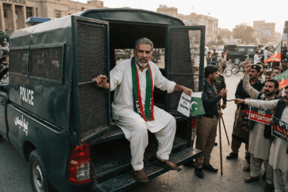 Sohail Afridi stages protest inside police van over PTI leaders' arrest