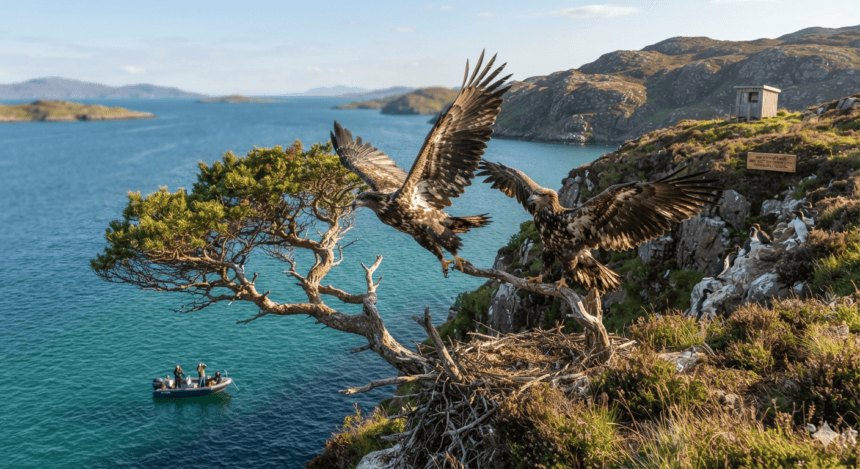 White-tailed eagle chicks fledge for fourth year