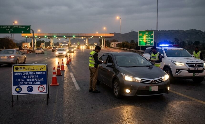 Motorway Police Launch Crackdown on High-Beam Lights Across Punjab