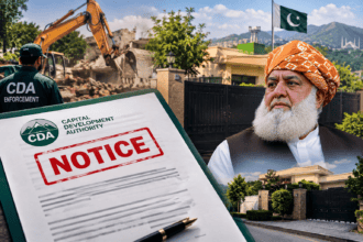 CDA issues notice over alleged encroachments at Fazal ur Rehman’s residence