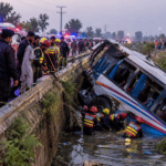 Five killed, more than 27 injured as bus plunges into drain in Hafizabad