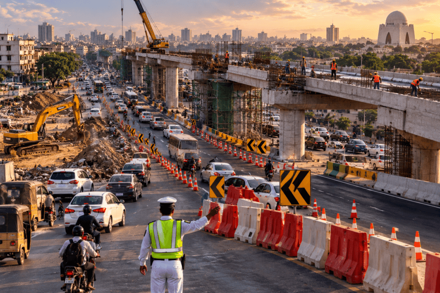 Traffic diversions announced in Karachi for Nishtar Road, Garden Road flyover projects