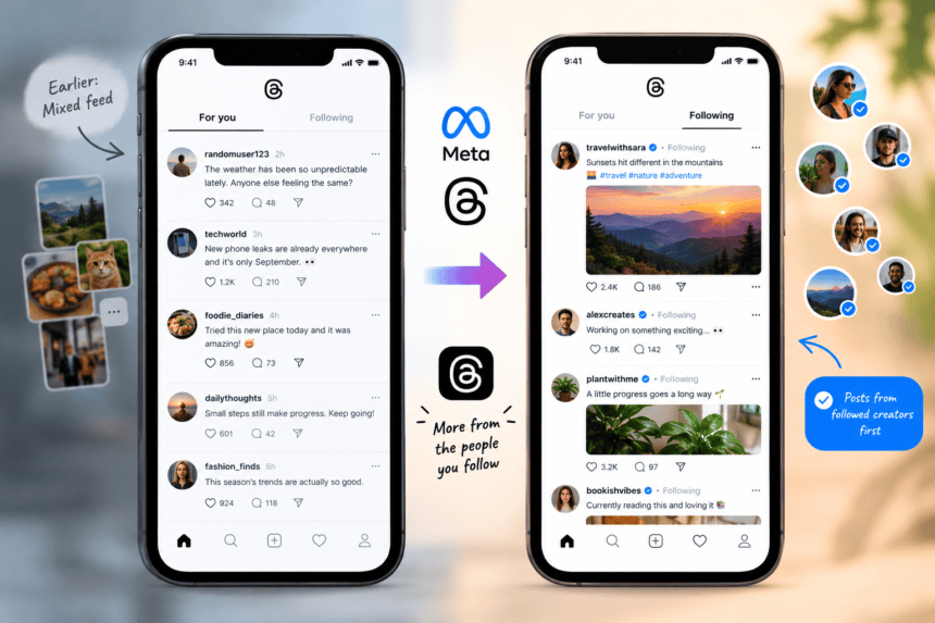 Meta changes Threads feed to prioritize posts from followed creators